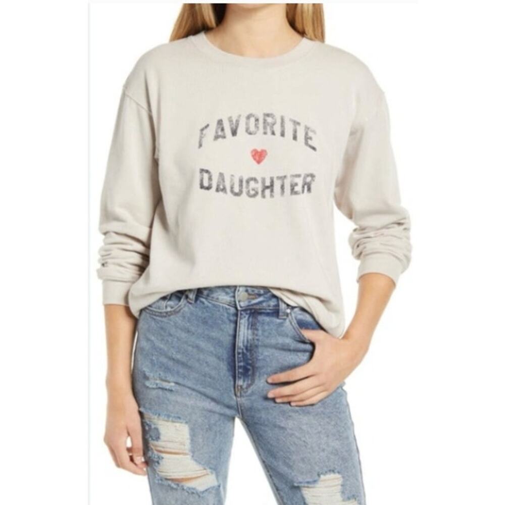 NEW! Favorite Daughter Heart Logo Sweatshirt in TAN (M)